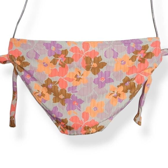 Xhilaration Floral Ribknit Side Tie bikini Bottom XL 12-14 - Picture 2 of 4